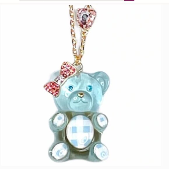 NWT Betsey Johnson TEDDY BEAR NECKLACE - Picture 1 of 7